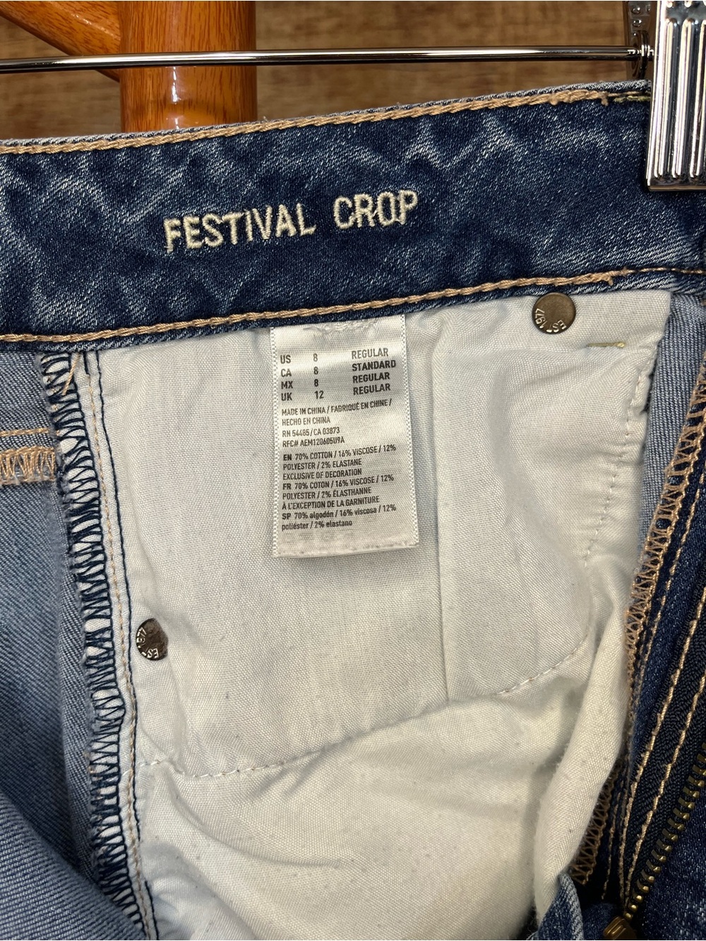 American Eagle Outfitters Festival Crop Cullotte Jeans Size 8 - Picture 6 of 6
